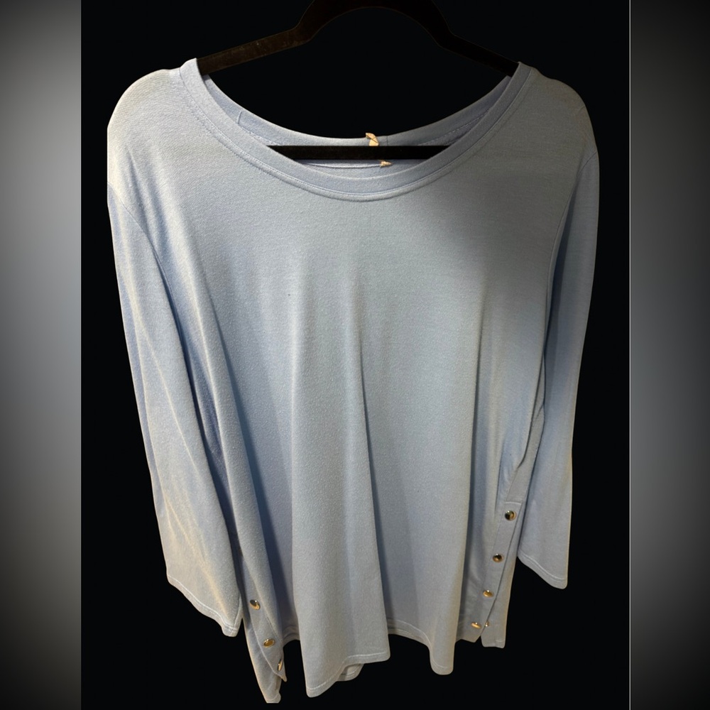 Size 22 Light Blue Women's Top with Button Detail